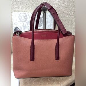 Kate Spade MARGAUX Large Satchel bag, Pink/Burgundy, Leather
